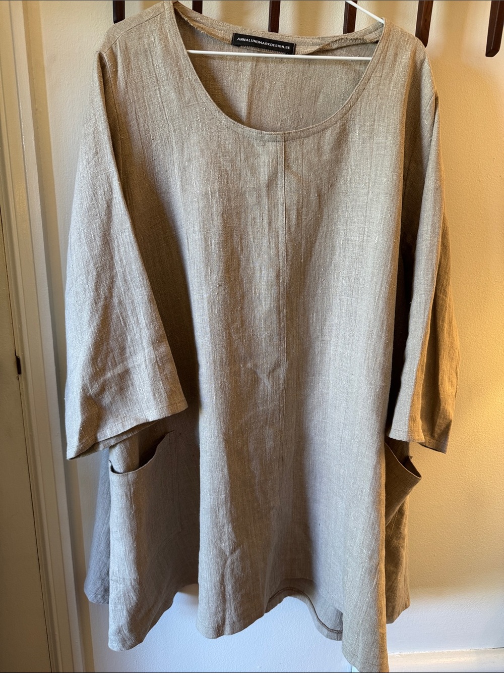 Anna Lundmark Handmade Shift Dress Natural Undyed Heavyweight Textured Linen